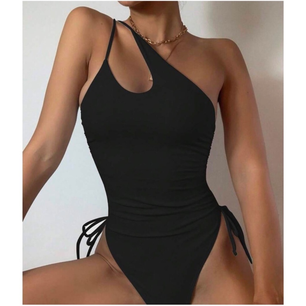 One Shoulder Tie Side Cheeky One Piece Monokini Swimsuit S M L XL
